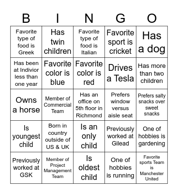 Get to Know You Bingo Card