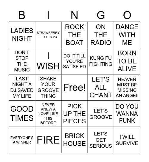 DINAMIC SOUL TRAIN BINGO Card