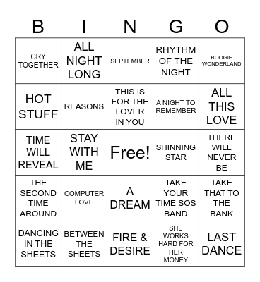 DINAMIC SOUL TRAIN BINGO Card