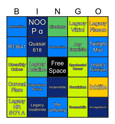 Rex Reincarnated Exotic+ Bingo Card