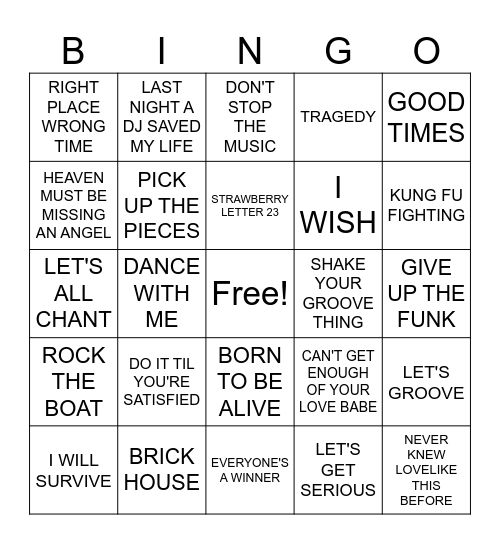 DINAMIC SOUL TRAIN BINGO Card