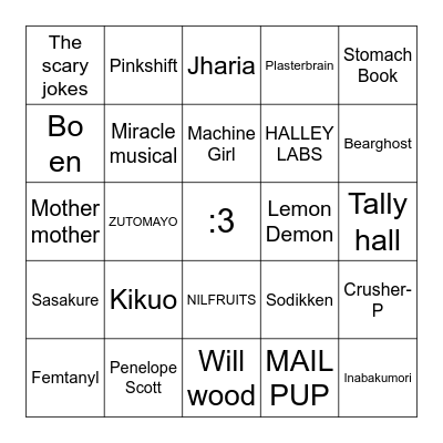 Music Taste Bingo Card