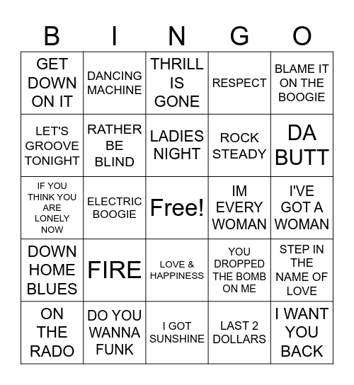 DINAMIC SOUL TRAIN BINGO Card