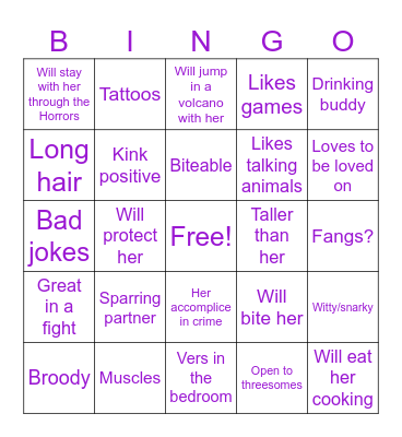 Are you Eden Azalea's type? Bingo Card