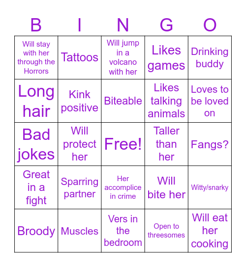 Are you Eden Azalea's type? Bingo Card