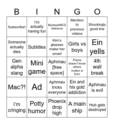 APHMAU BINGO Card