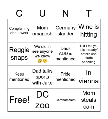 Repetitive Rents Bingo Card