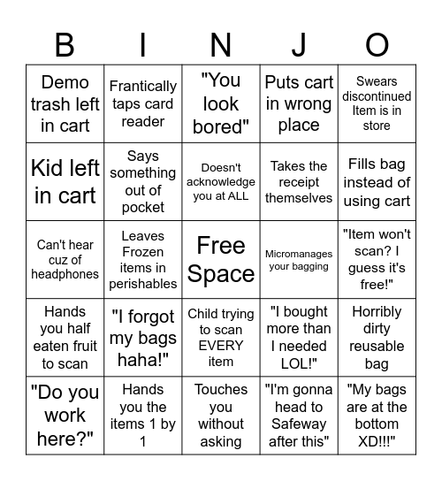 Bin-Joe! Bingo Card