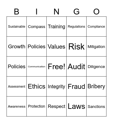 Compliance Awareness Week 2024 Bingo Card