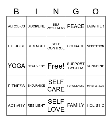 WELLNESS Bingo Card