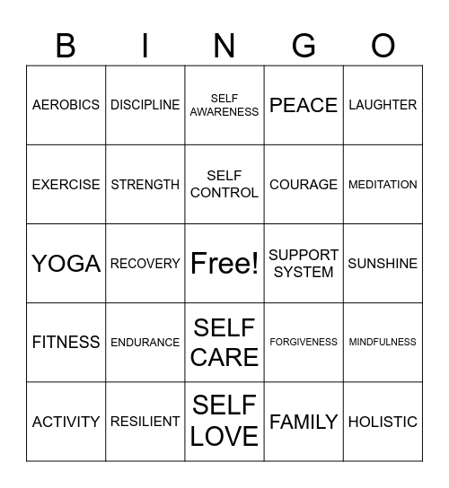 WELLNESS Bingo Card