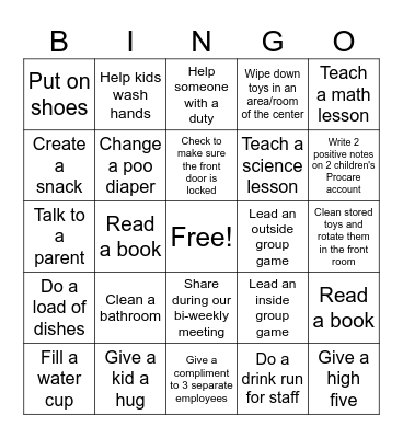 Baby Bingo Challenge Bingo Card