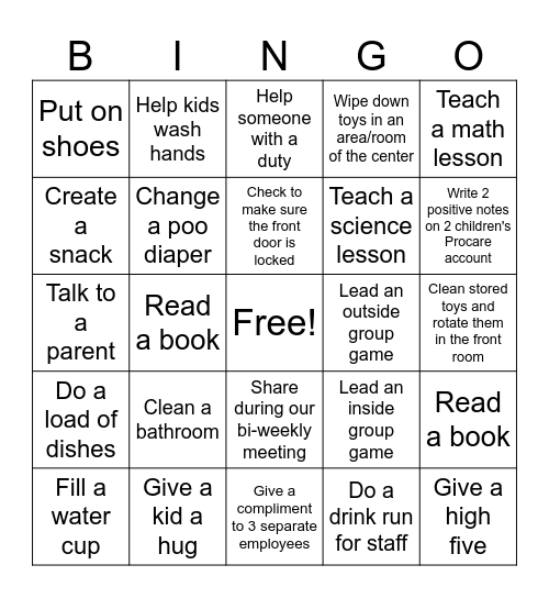 Baby Bingo Challenge Bingo Card