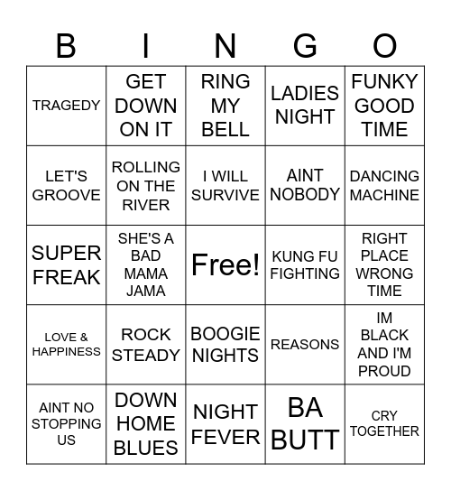 DINAMIC SOUL TRAIN BINGO Card
