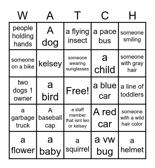 bingle Bingo Card