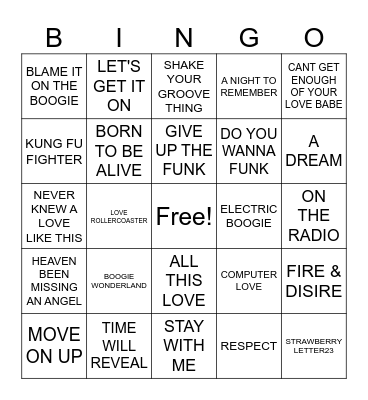 DINAMIC SOUL TRAIN BING0 Bingo Card