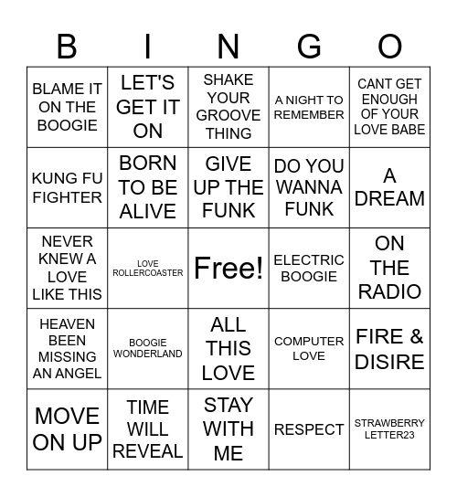 DINAMIC SOUL TRAIN BING0 Bingo Card