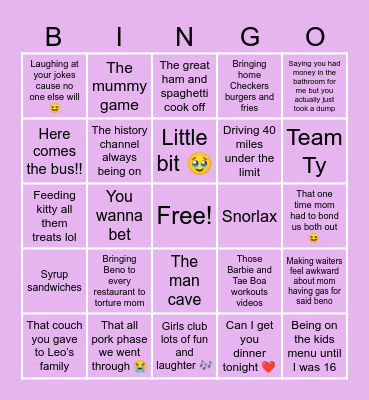 Fathers Day Bingo Card