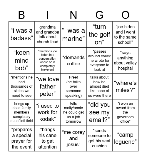 Bob Bingo Card