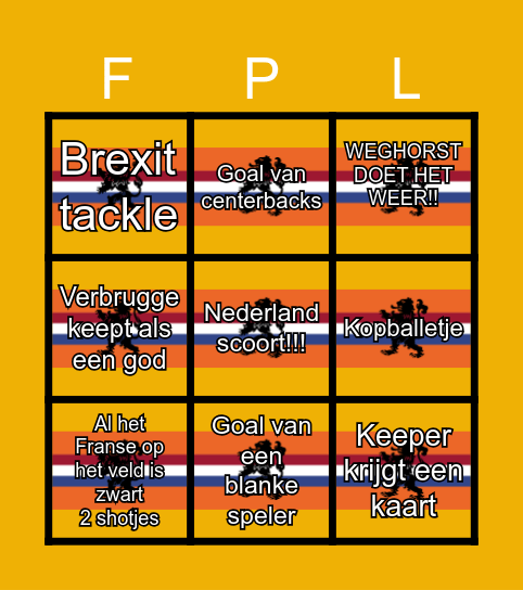 NEDERLAND NAAR DE FINALEEE Bingo Card