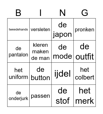 K L E D I N G Bingo Card