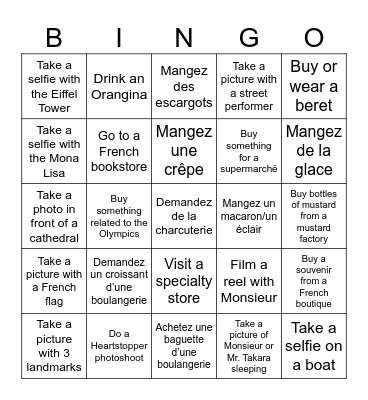 France Bingo 2024 Bingo Card