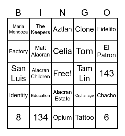 The House of the Scorpion Bingo Card