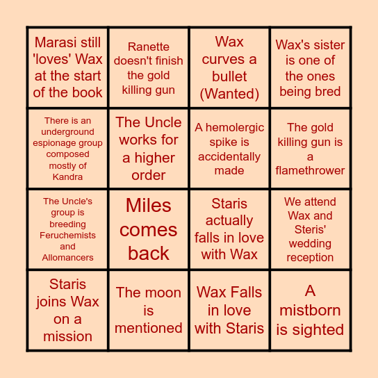 Ahmed's Wax & Wayne 2 Bingo Card