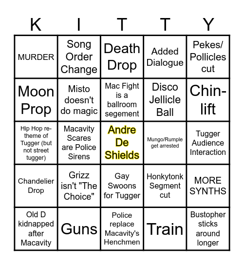 Cats PAC Bingo Card