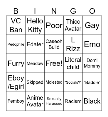 Ali’s Roblox VC Bingo! Bingo Card