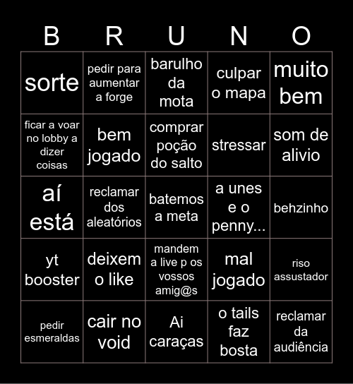 BINGO DO BRUNO FERMÉ Bingo Card