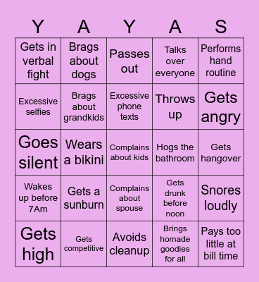 YaYa Beach Bingo Card