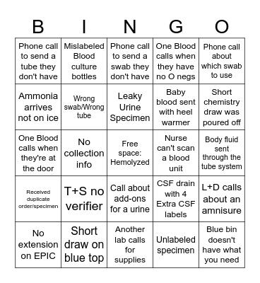 Lab Bingo Card