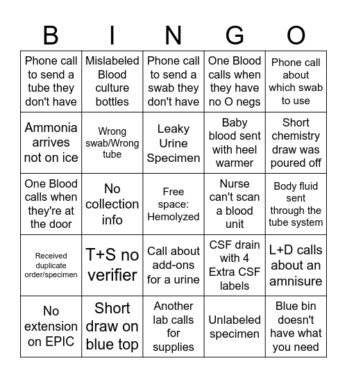 Lab Bingo Card