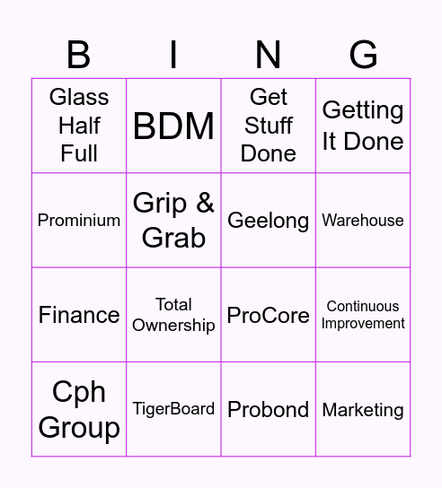 CPH Group Bingo Card