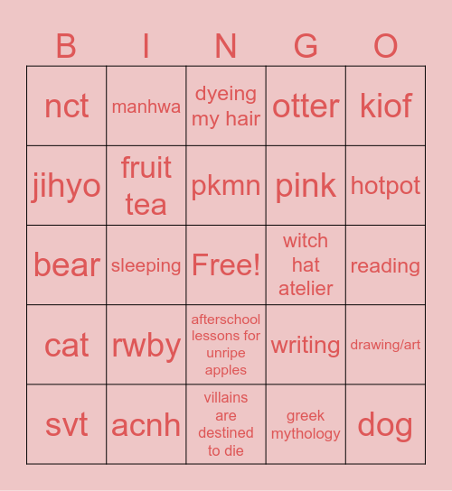 desi likes Bingo Card