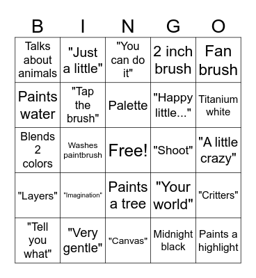 Bob Ross Bingo Card