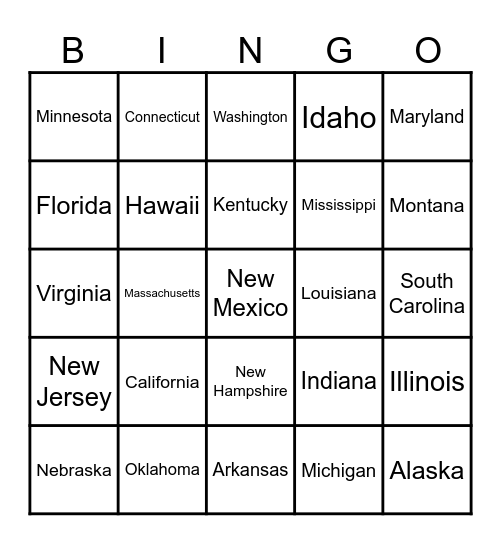 Road Trip Bingo Card