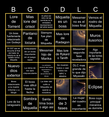 Elden Ring DLC Bingo de Suposiciones Bingo Card