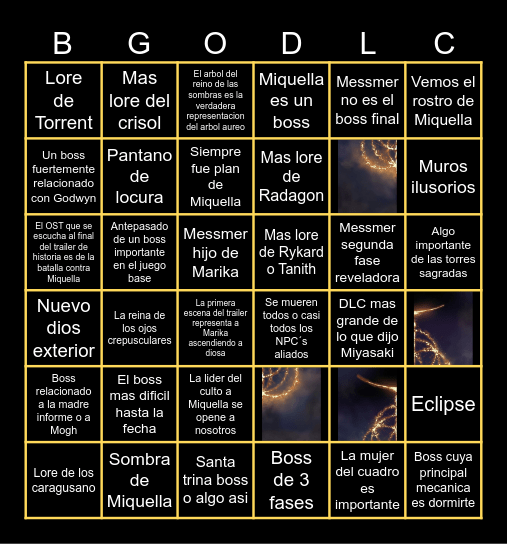 Elden Ring DLC Bingo de Suposiciones Bingo Card