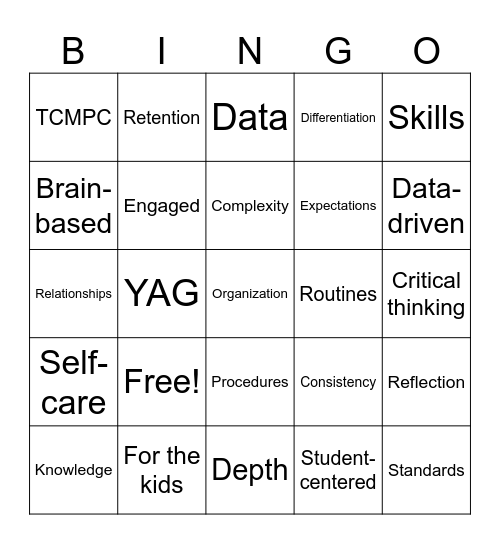 Buzz Word Bingo Card