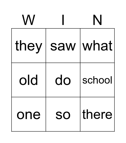 Red Words List 4 Bingo Card