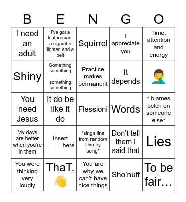 Benisms- do flessioni to use “flessioni” space as free space Bingo Card