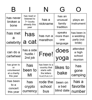 Katherine's Bingo Card