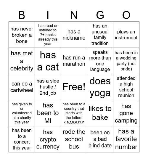 Katherine's Bingo Card