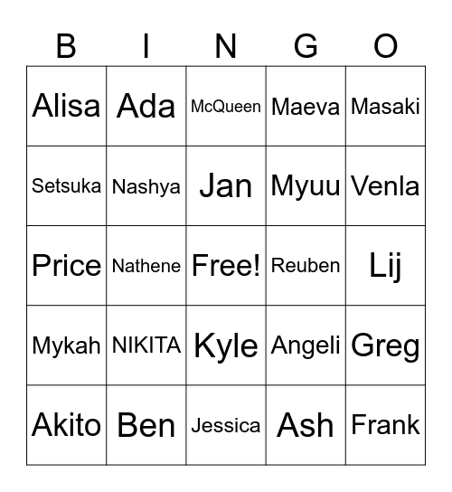 Yumekana Teachers Bingo Card