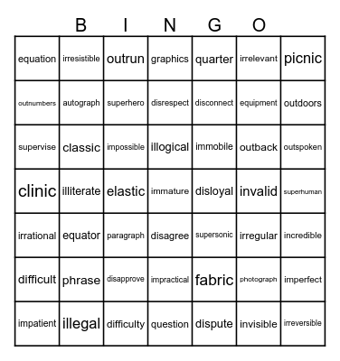 week 3,4 and 5 spelling words Bingo Card