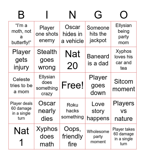 Starfield Bingo Card