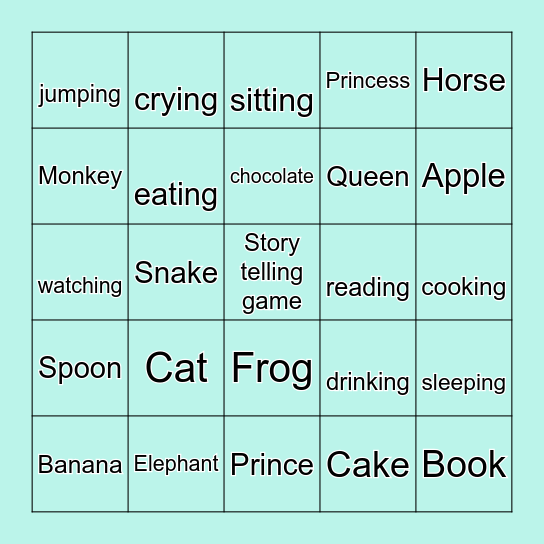 continuous tense Bingo Card