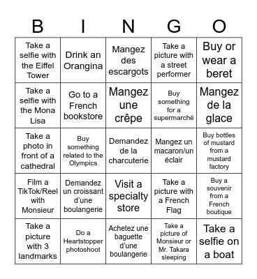 France Bingo 2024 Bingo Card